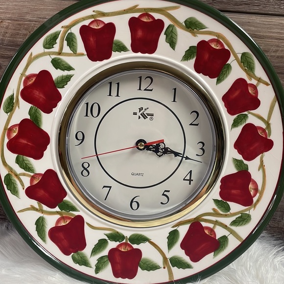 Wall Decor Vintage Apple Wall Clock Red White Poshmark